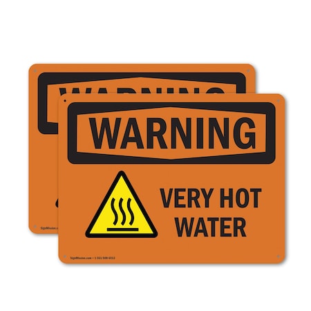 Signmission Hot Surface Sign, 7 in H x 10 in W, Aluminum, Very Hot Water With Symbol OS-2PACK-WS-A-710-L-12449